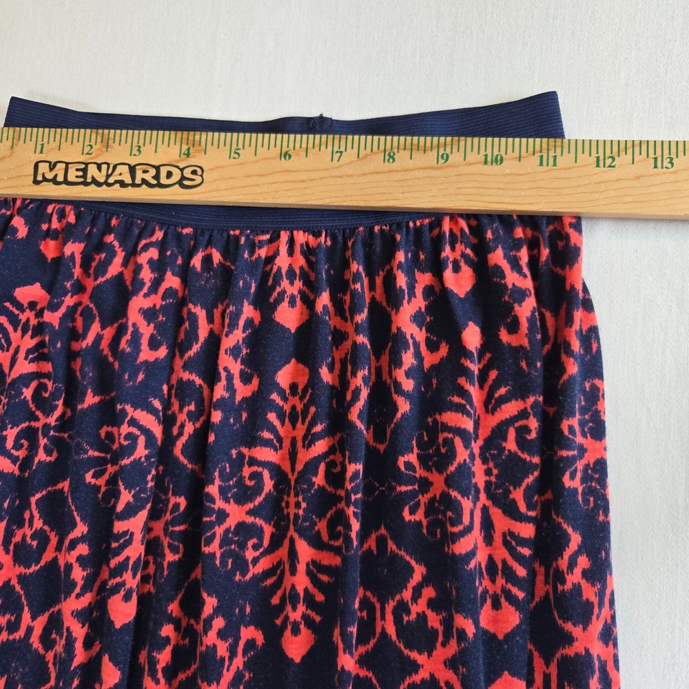 Small Maxi Skirt Coral Navy Blue Pattern Bohemian Comfortable Stretch Waist‎ - Picture 6 of 6